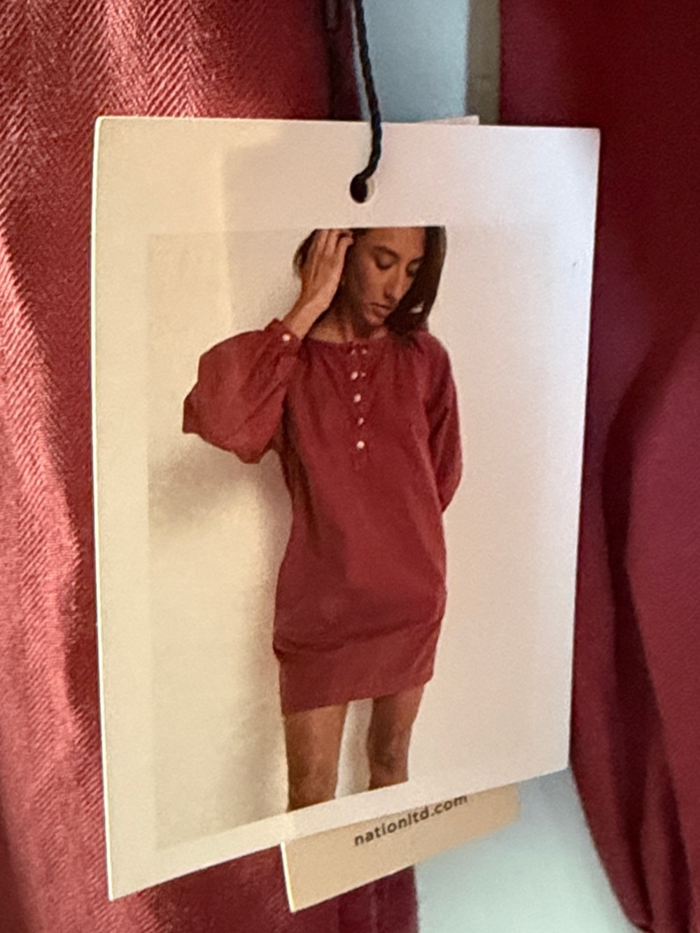 Nation LTD Button Front Tunic Dress 3/4 Sleeve Casual Cotton - Picture 3 of 8